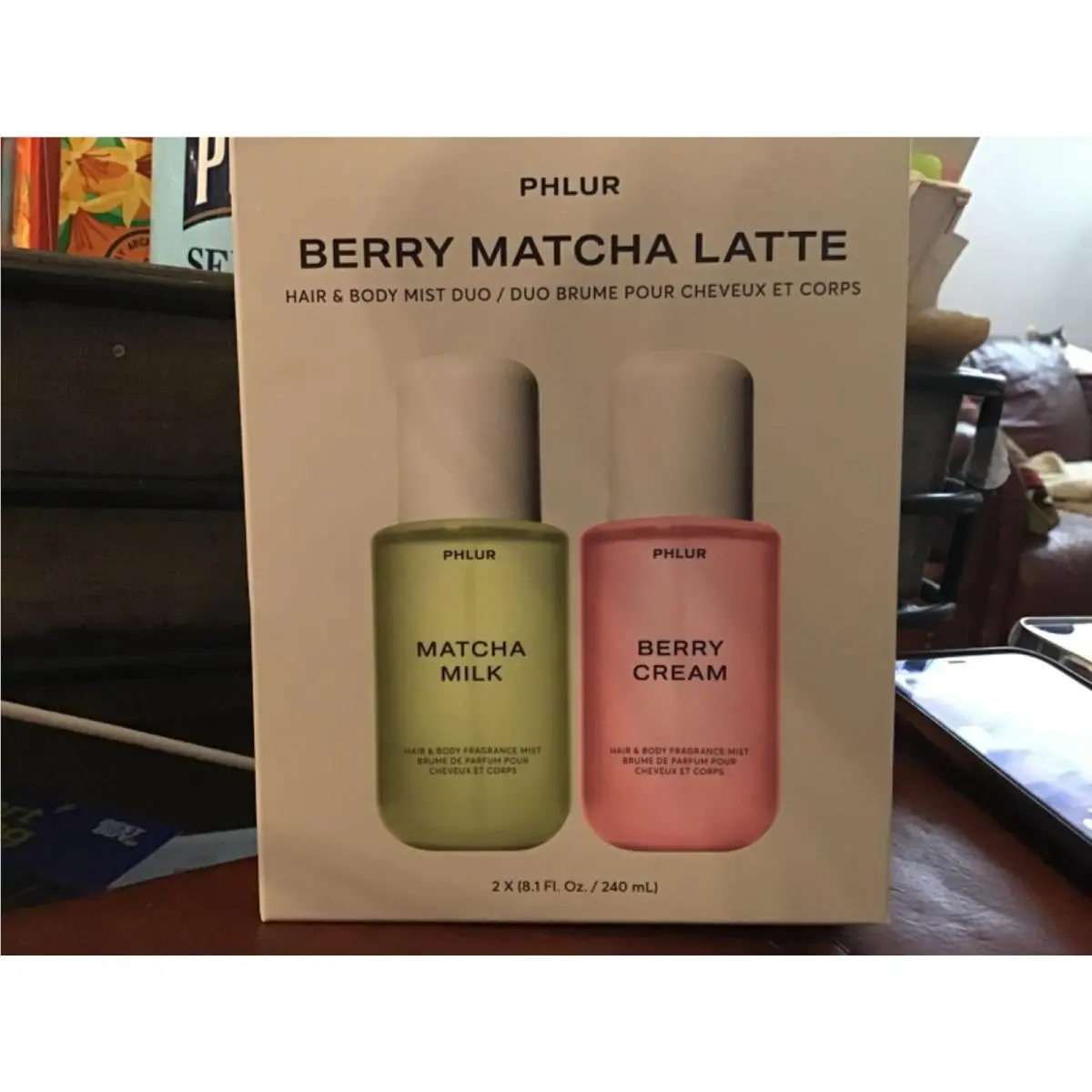 Viral  Berry Cream Matcha Milk Latte Hair Body Mist Duo 8.1 OZ Box by Phlur