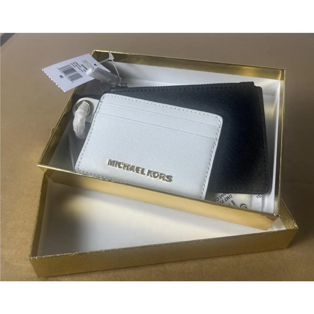 MK Michael Kors Leather Small Card Case Wallet Wristlet Duo Giftables Gifts