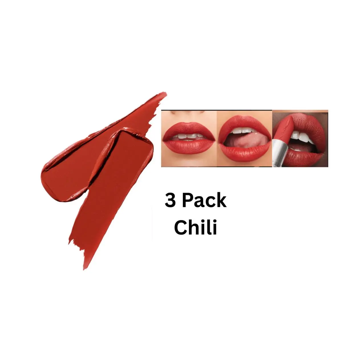 3 Pack Mac Matte Lipsticks Chili 602 Full Size .10 oz/3 g