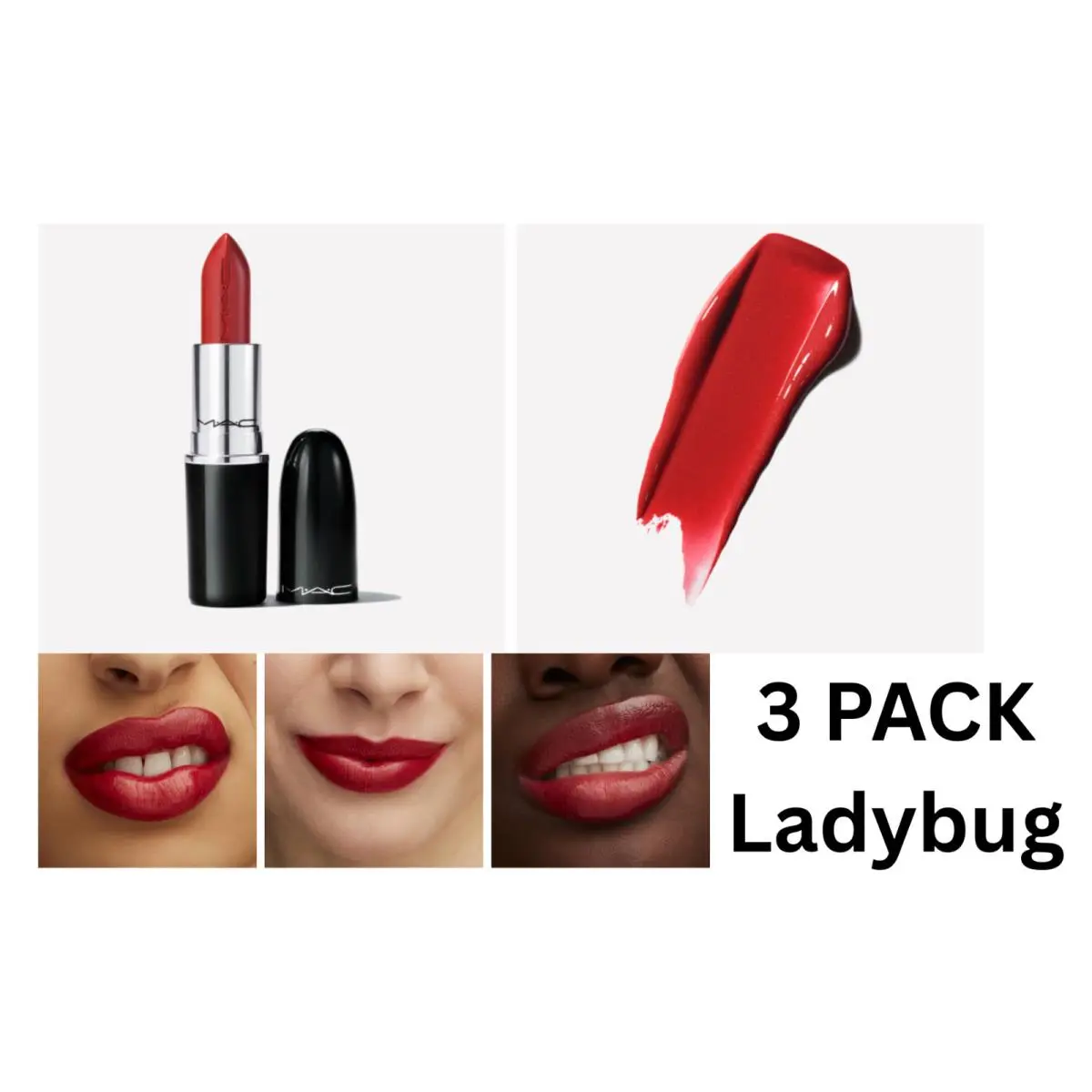 3 Pack Mac Lustreglass Lipstick 510 Lady Bug - 0.10oz by MAC Cosmetics
