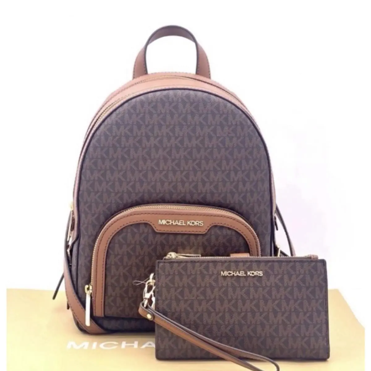 Michael Kors Jaycee Medium Leather Backpack + Wallet Set