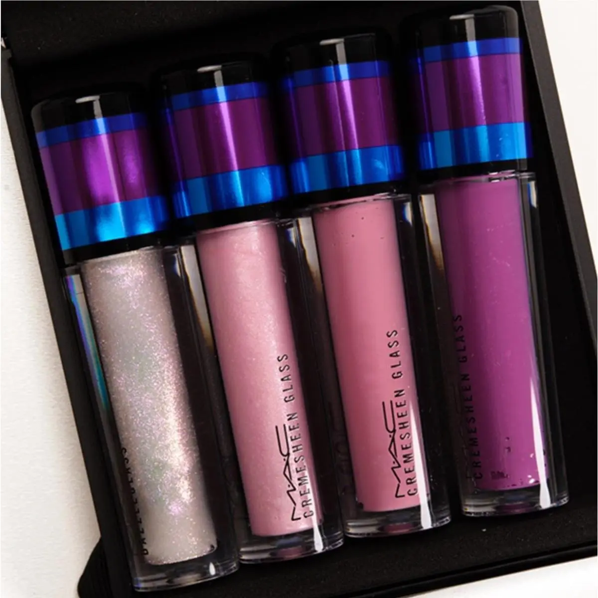 Mac Irresistibly Charming Dazzleglass Cremesheen Glass Lipgloss Violet 4pc Set