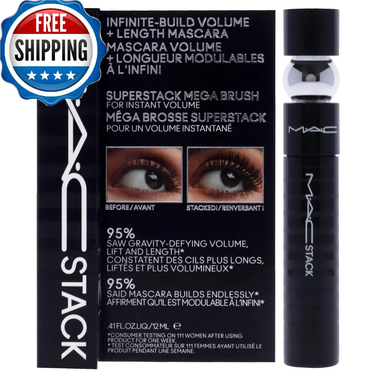 Mac Stack Mascara Superstack Mega Brush Volumizing Lengthening 0.41 oz by MAC Cosmetics