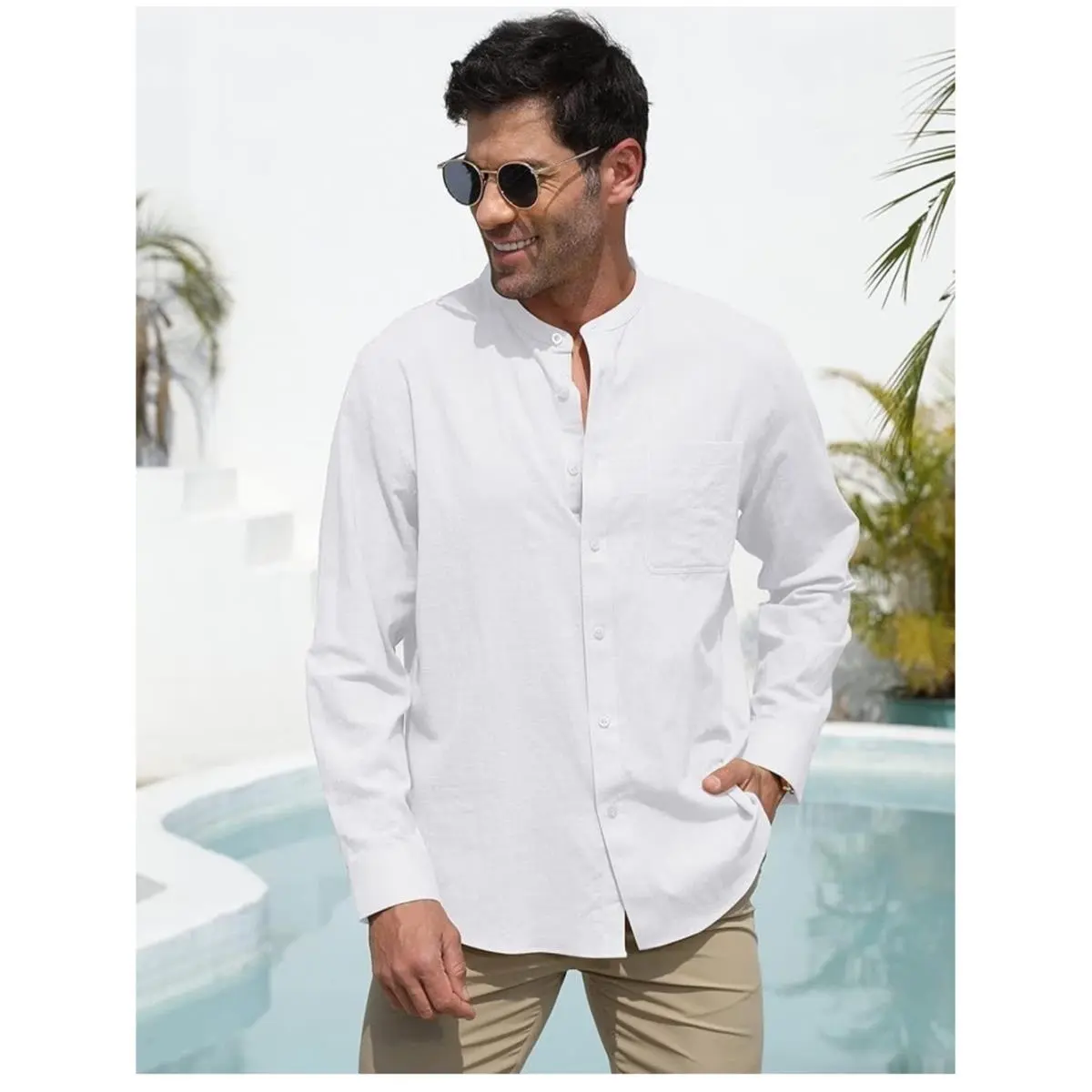 Original Penguin Delave Linen Long Sleeve Shirt Size Xxl