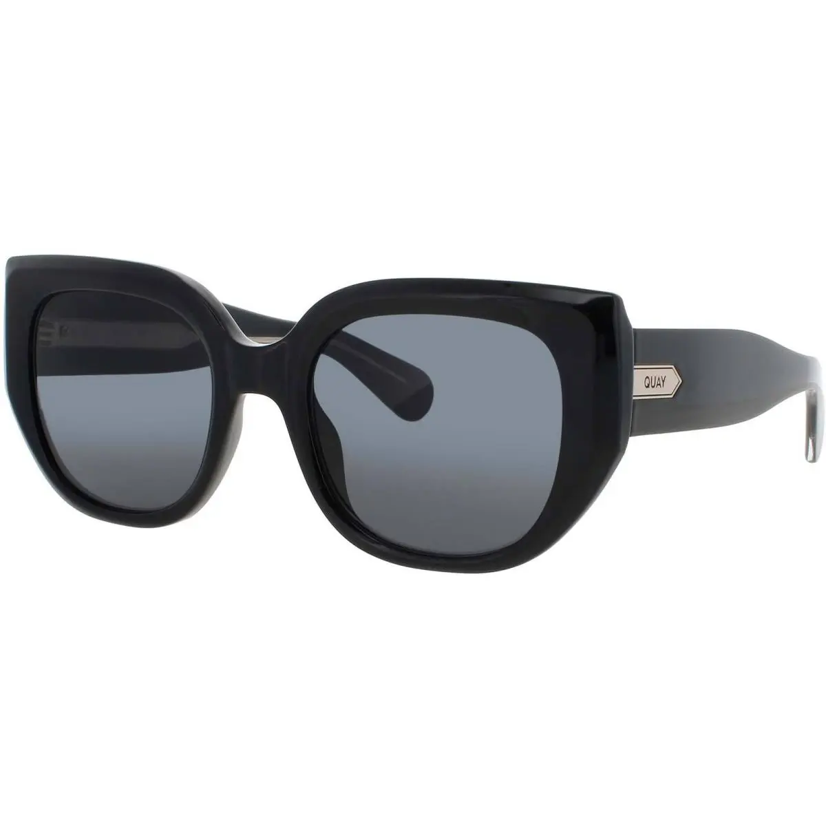 Quay Women`s Sunglasses Black/gold Acetate Cat Eye Full Rim Busy Busy Blk/smk by QUAY
