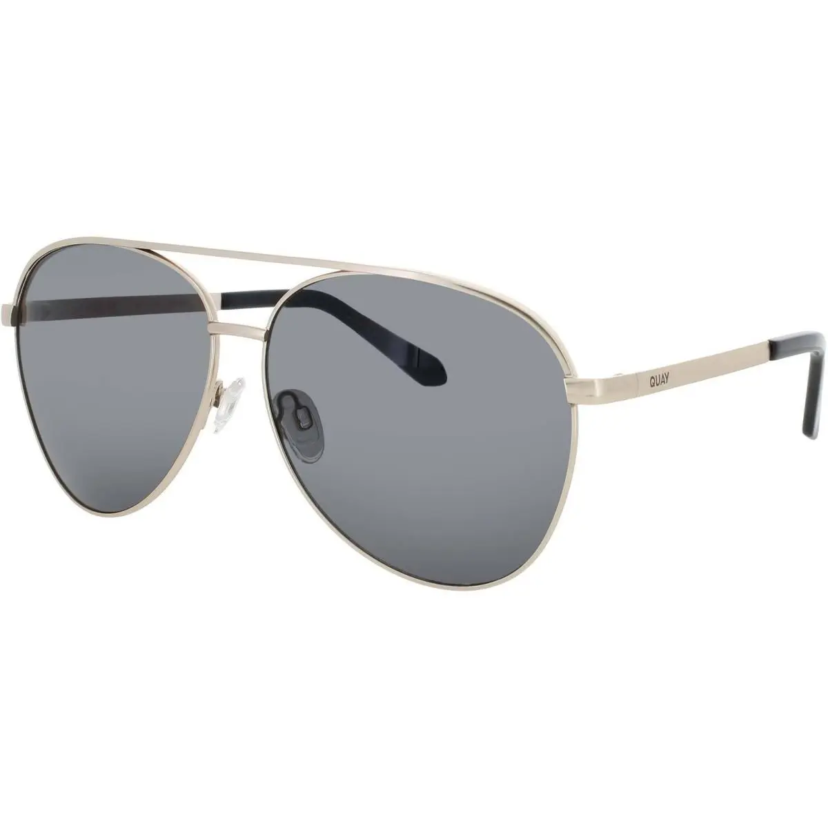Quay Unisex Sunglasses Gold Metal Aviator Shape Full Rim Frame Vivienne Gld/smk