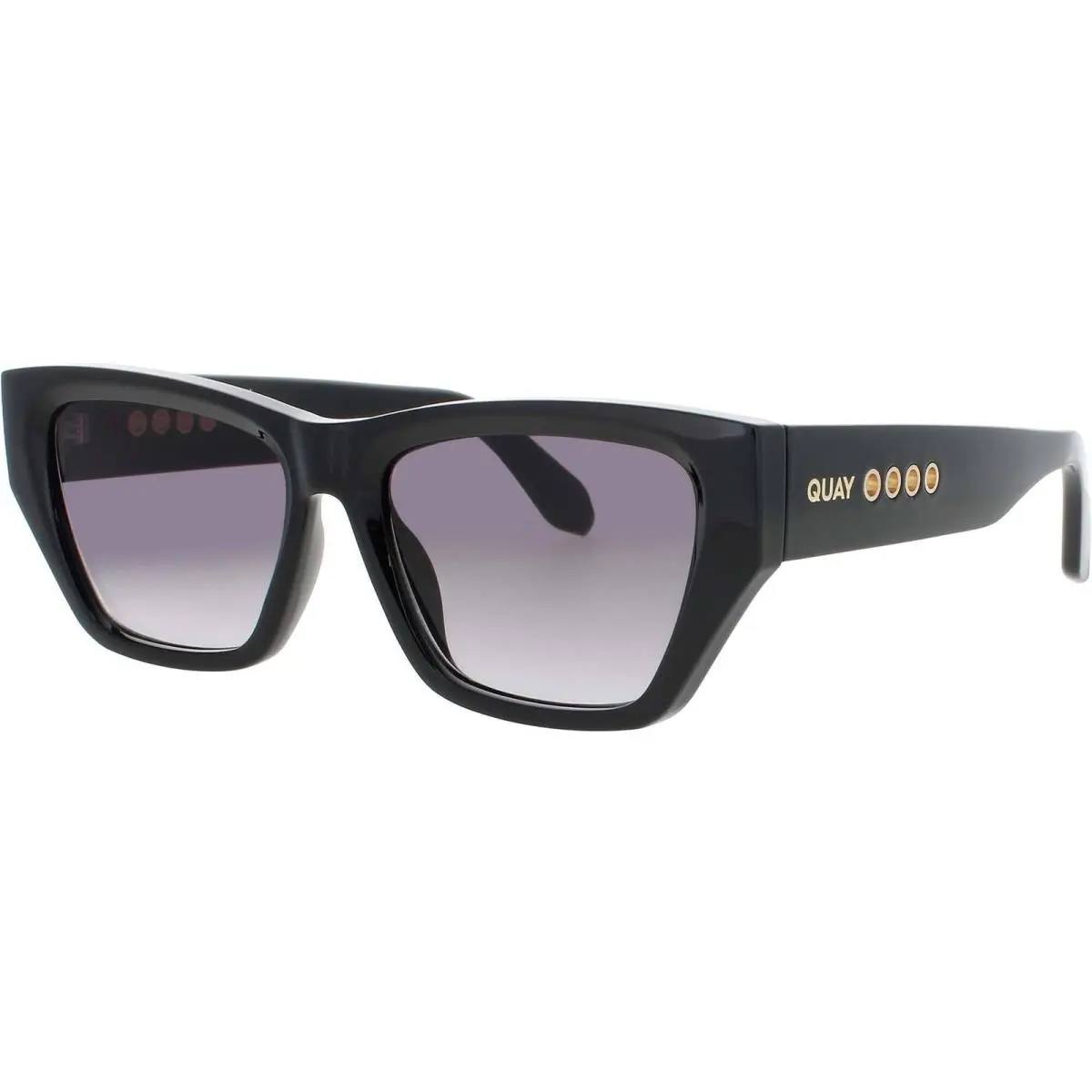 Quay Women`s Sunglasses Black/gold Acetate Cat Eye Frame NO Apologies Blk/smk