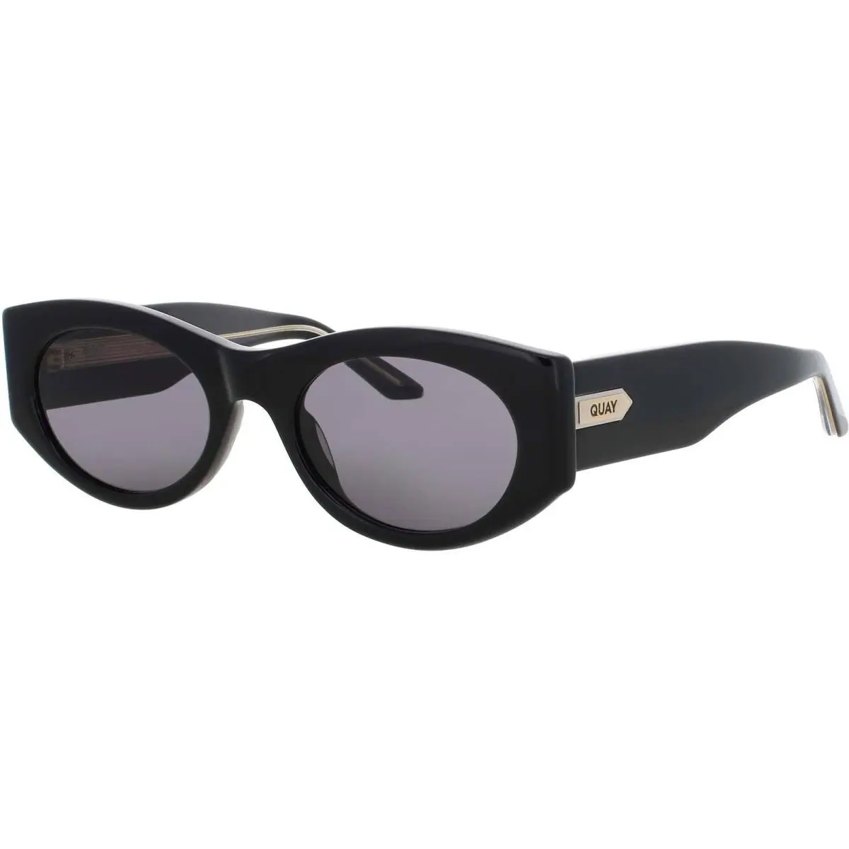 Quay Women`s Sunglasses Black Acetate Cat Eye Full Rim Frame SO What Blk/smk