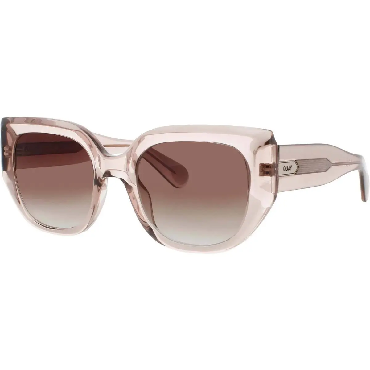 Quay Women`s Sunglasses Crystal Blush/gold Acetate Cat Eye Busy Busy Doe/brn