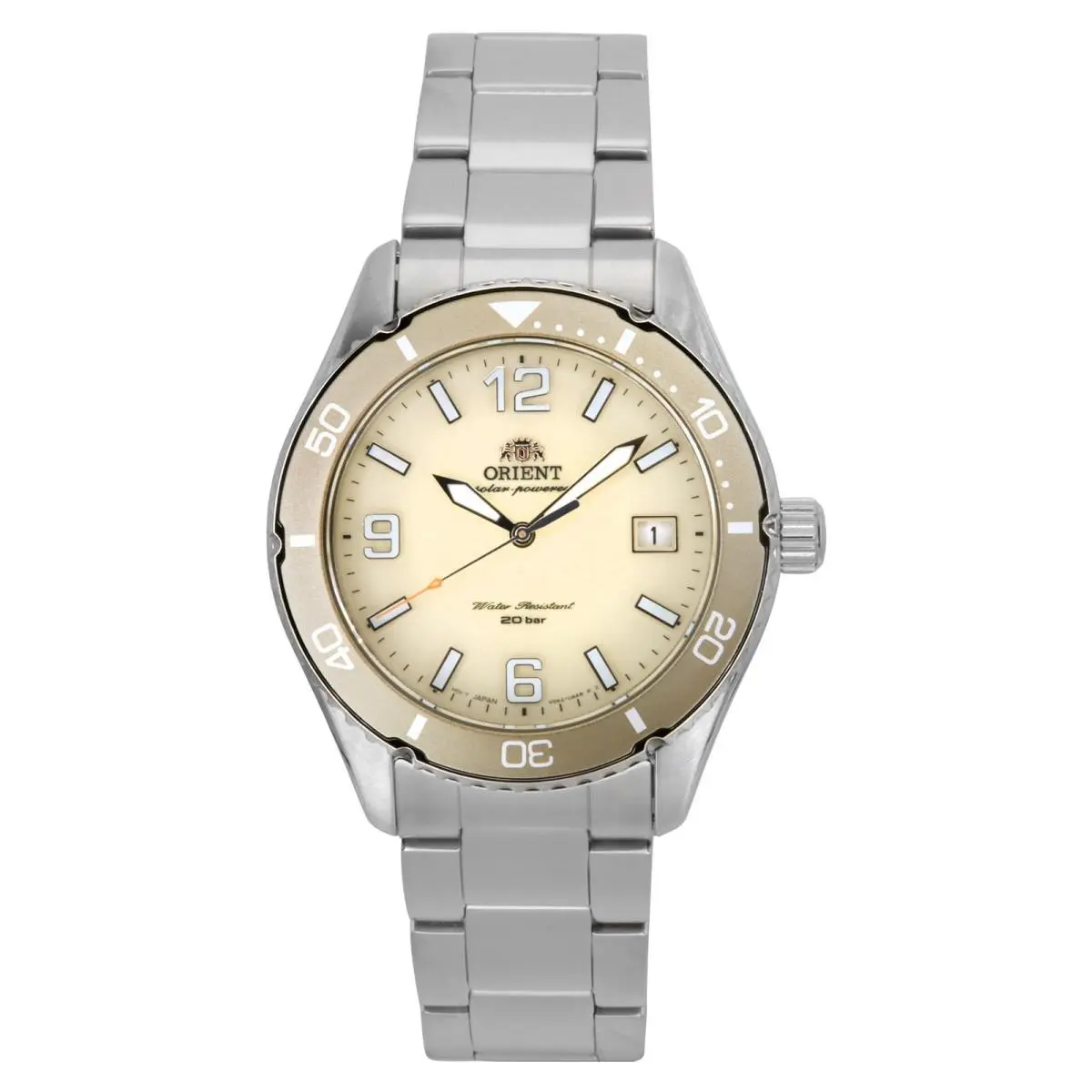 Mako Iii Ivory Dial Solar Ivory Dial Diver`s 200M Men`s Watch RA-WJ0003S by Orient