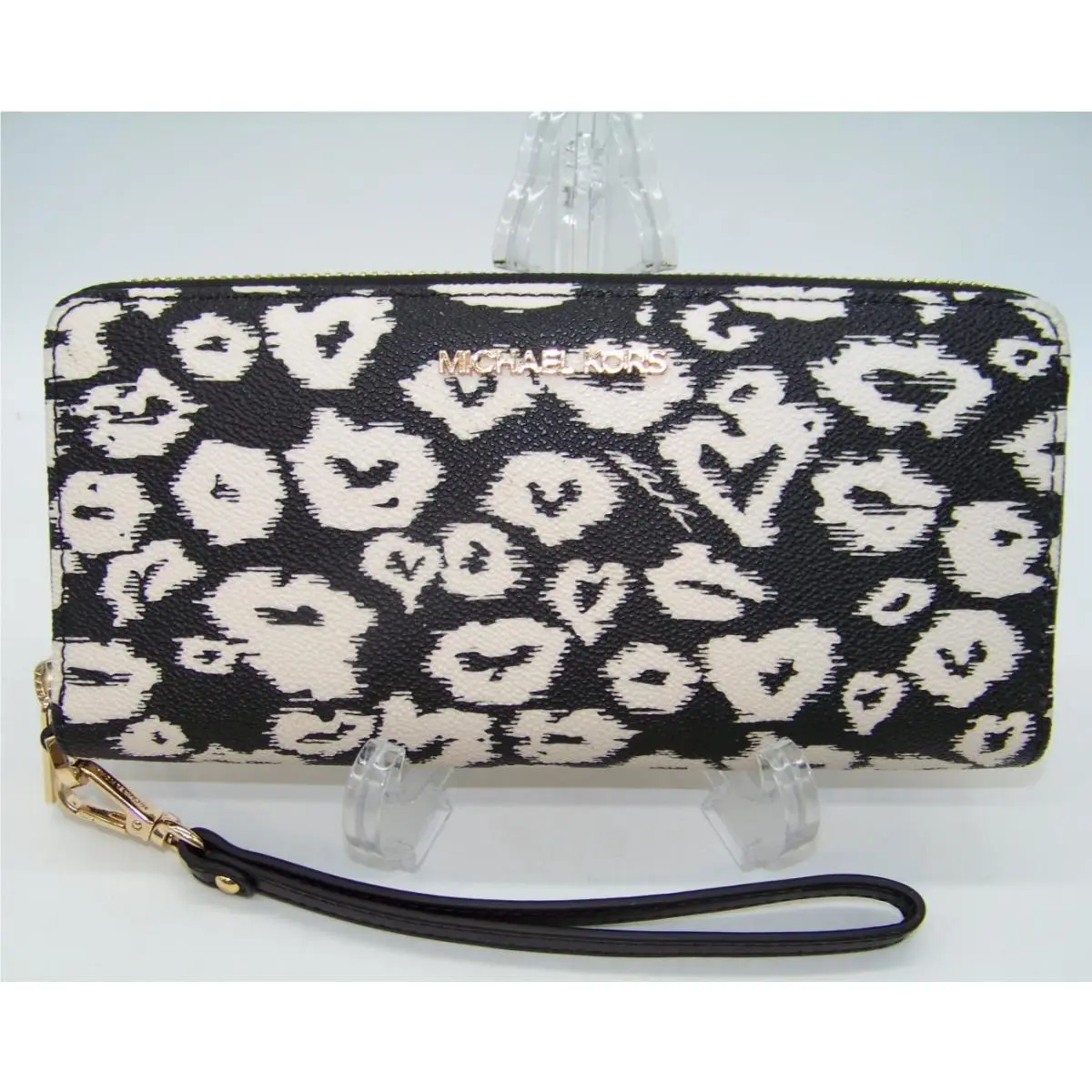 Michael Kors Jet Set Travel Large Continental Wallet Wristlet Black Multi