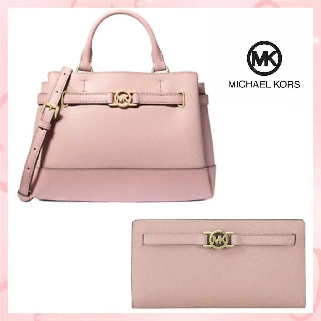 Michael Kors Satchel Wallet Set IN Pink Pebbled Leather