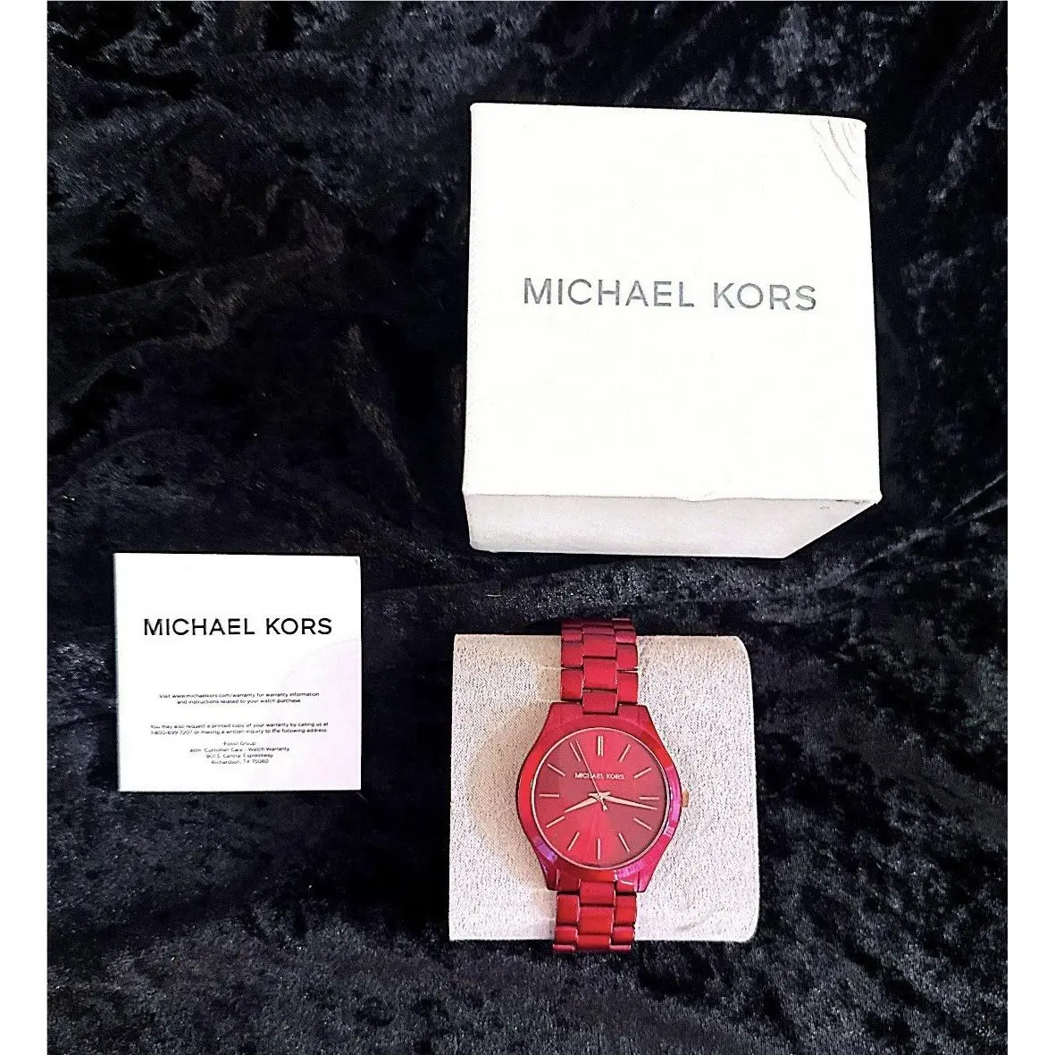 Michael Kors MK-3843 Red Stainless Steel Quartz 38mm 5 Atm w/ Box Papers