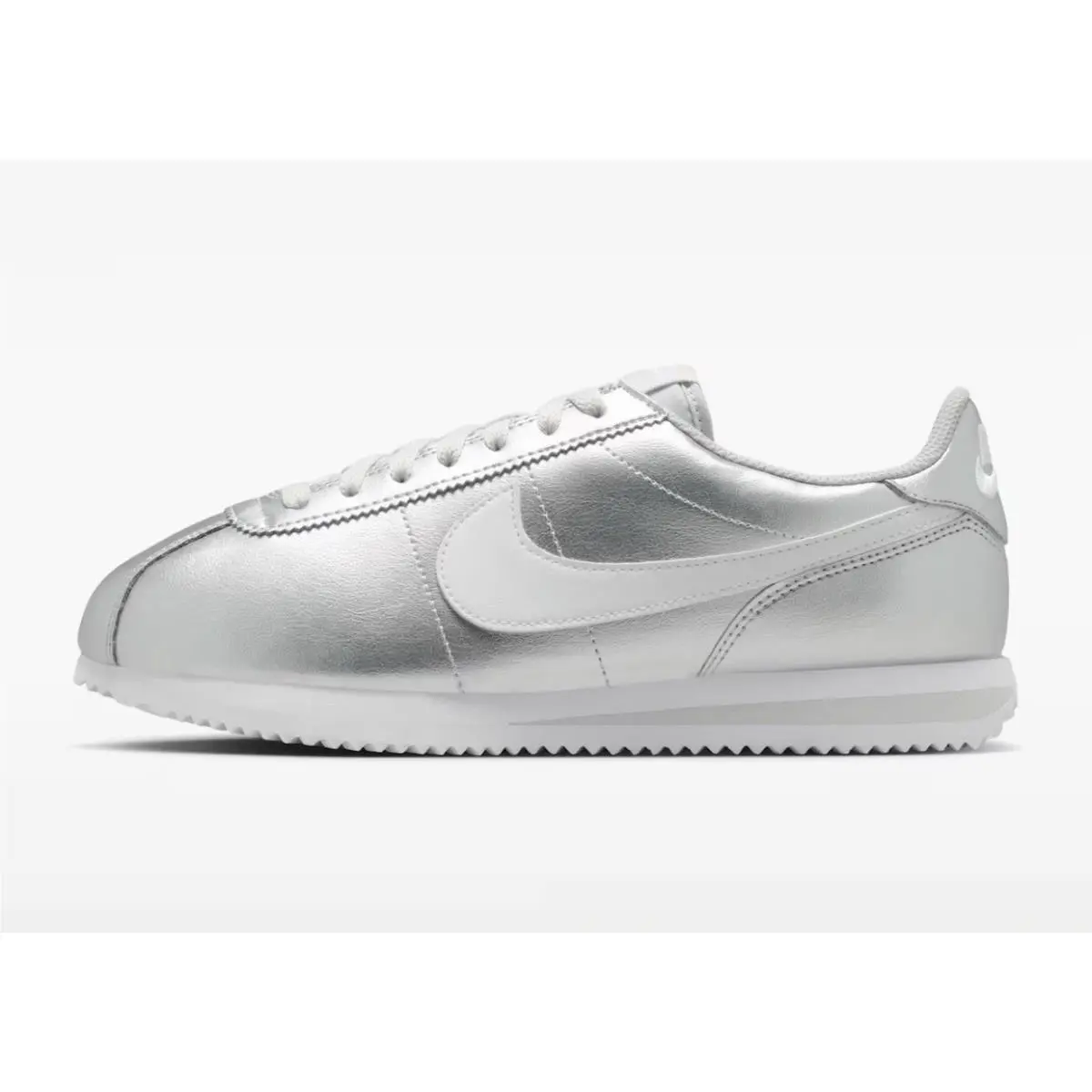 Size 7 - Nike Classic Cortez Leather Metallic Silver W IR0042-001