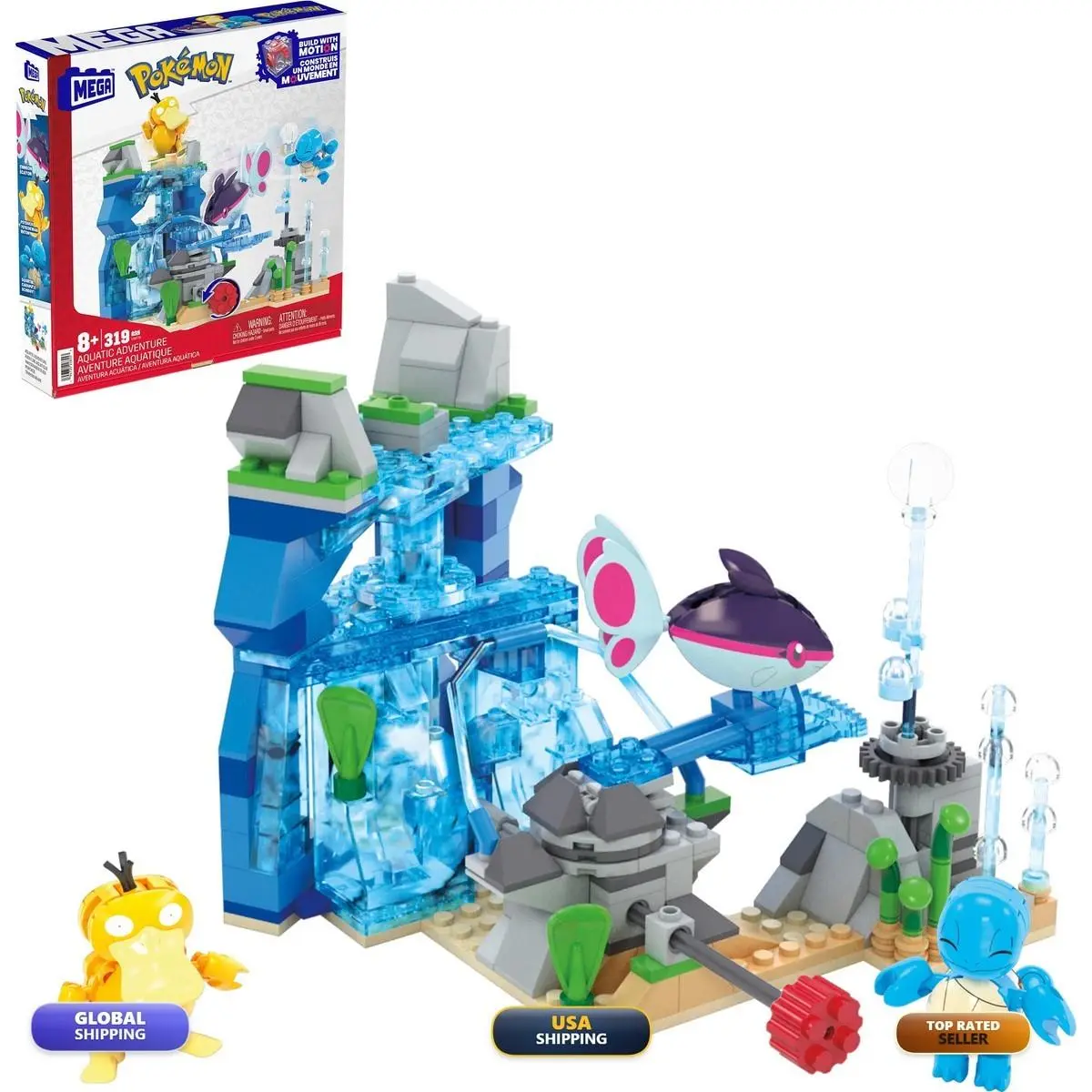 Mega Pokémon Aquatic Adventure Building Set 319 Pieces 2 Poseable Characters