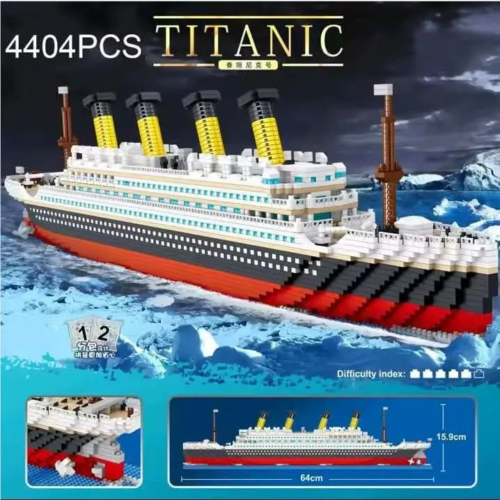 4404PCS Titanic Building Blocks Cruise Ship Mini Assemble Bricks Model Diy Toyww