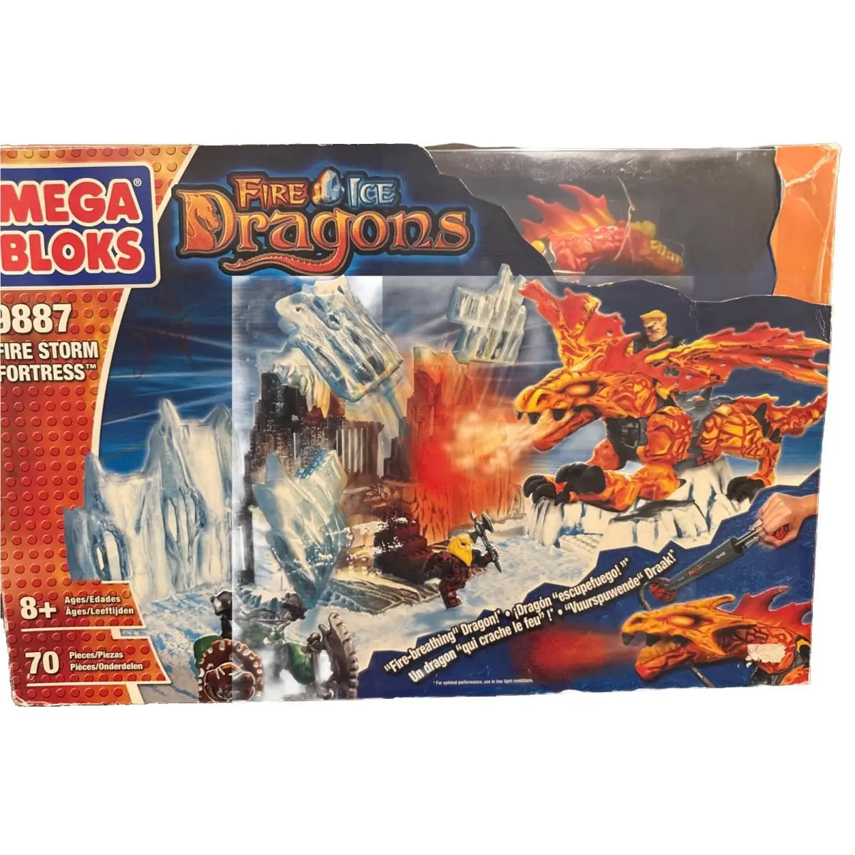 Mega Bloks - 9887 Fire Storm Fortress Set w/ Dragon Rare Nib/
