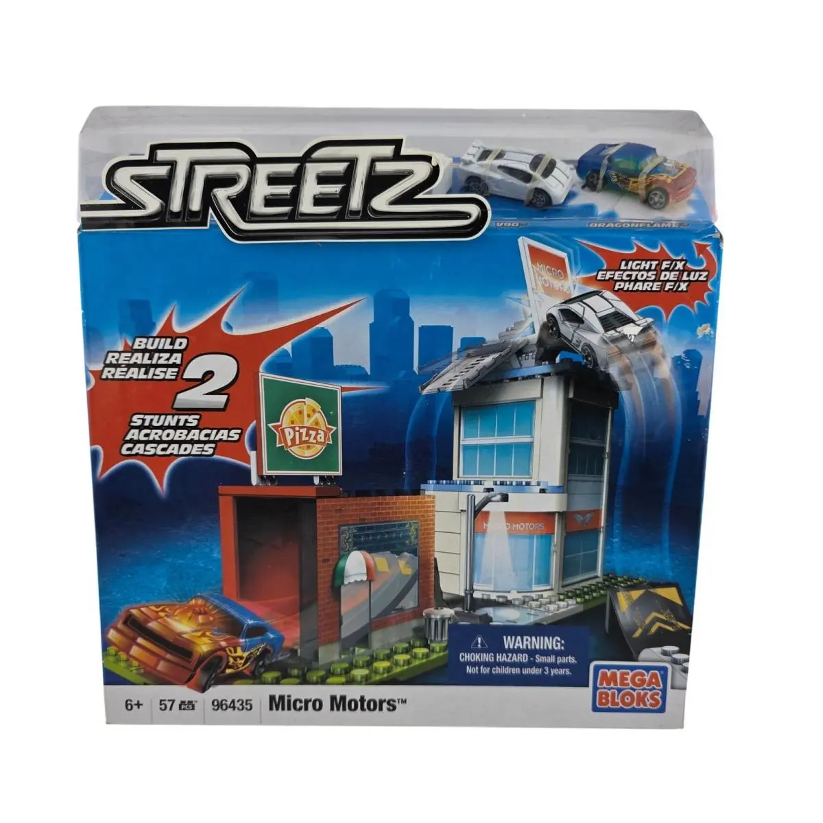 Mega Bloks Streetz Micro Motors Pizza Shop Set 57pc Blue Gift Collectible