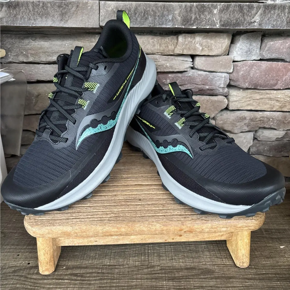 Saucony Men`s Peregrine 13 Running Shoes Black S20838-15 Wood/fossil Sz 13