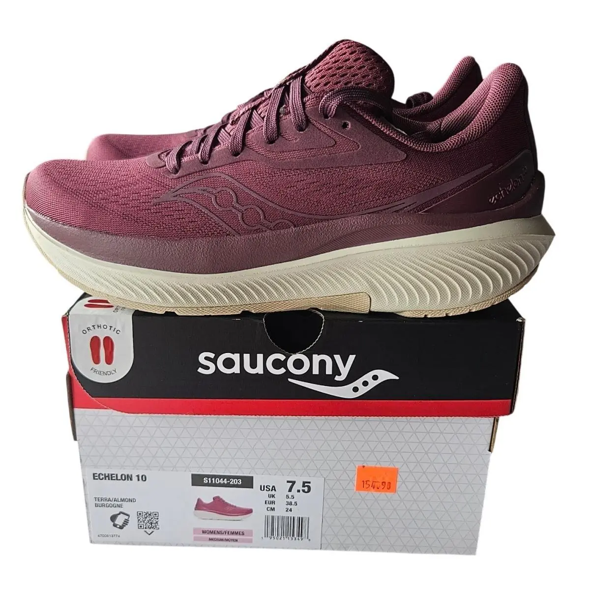 Saucony Echelon 10 Womens 7.5 Running Shoes Terra Almond S11044-203 Burgundy