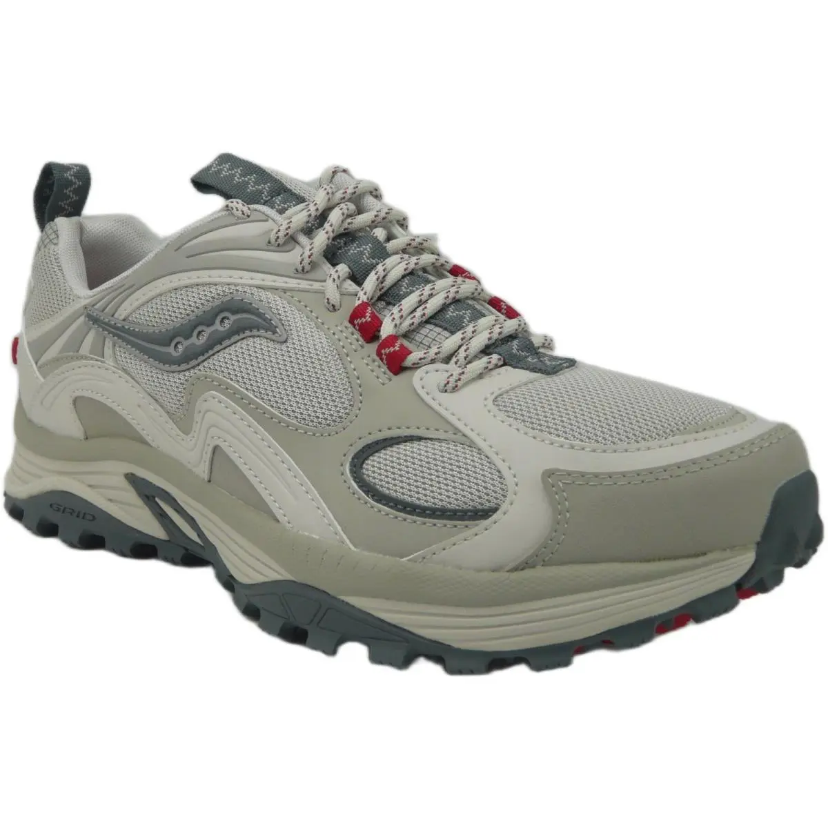 Saucony Grid Aura X Unisex Shoes Dove/red Men`s 10.0 / Womens 11.5
