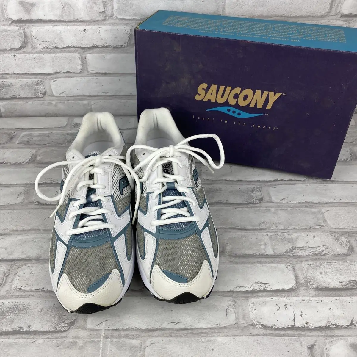 Saucony Womens Grid Jazz 8 White Blue Running Shoes Lace Up Size 11