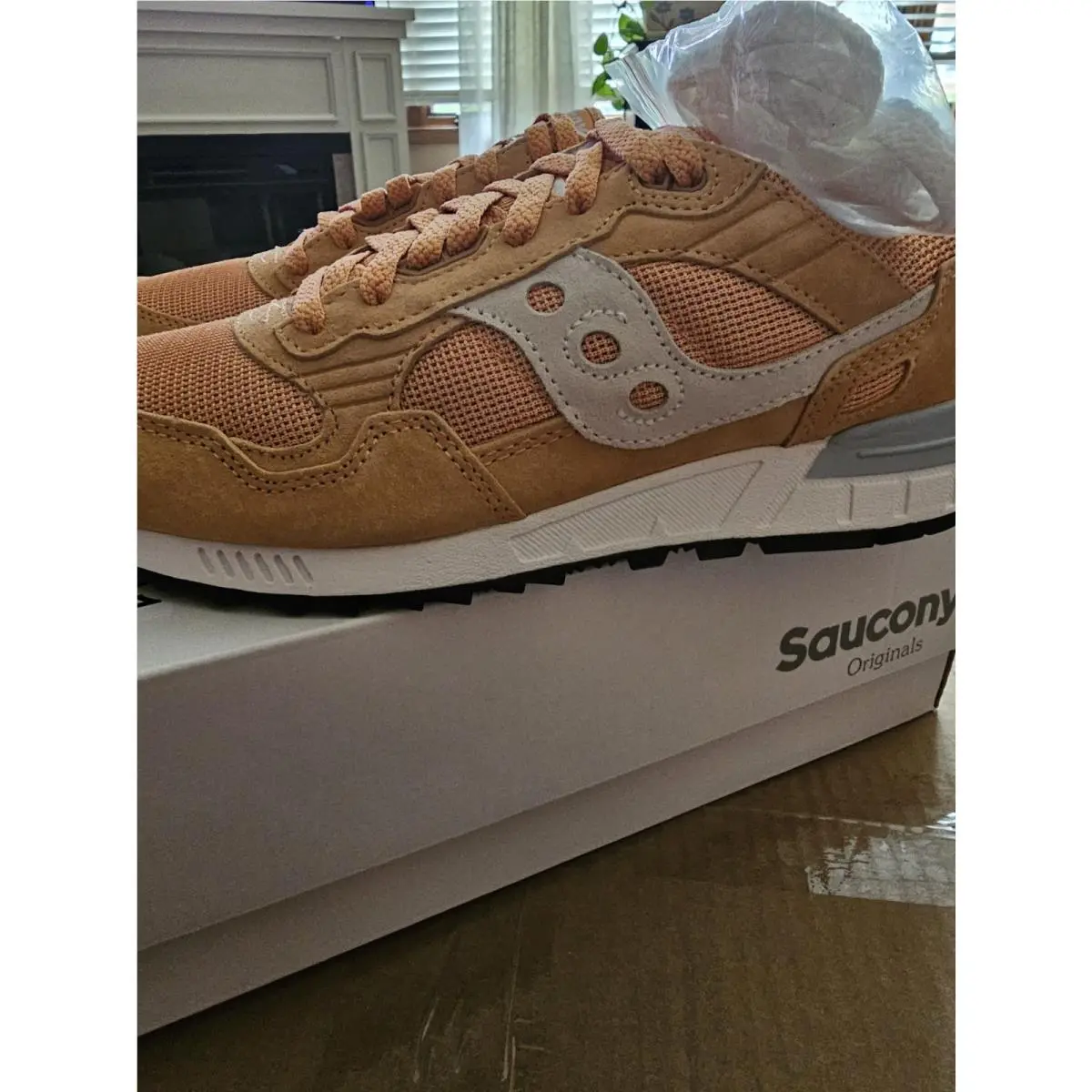 Saucony Shadow 5000 Low Trainers Running Men Shoes Mustard/silver Size 8