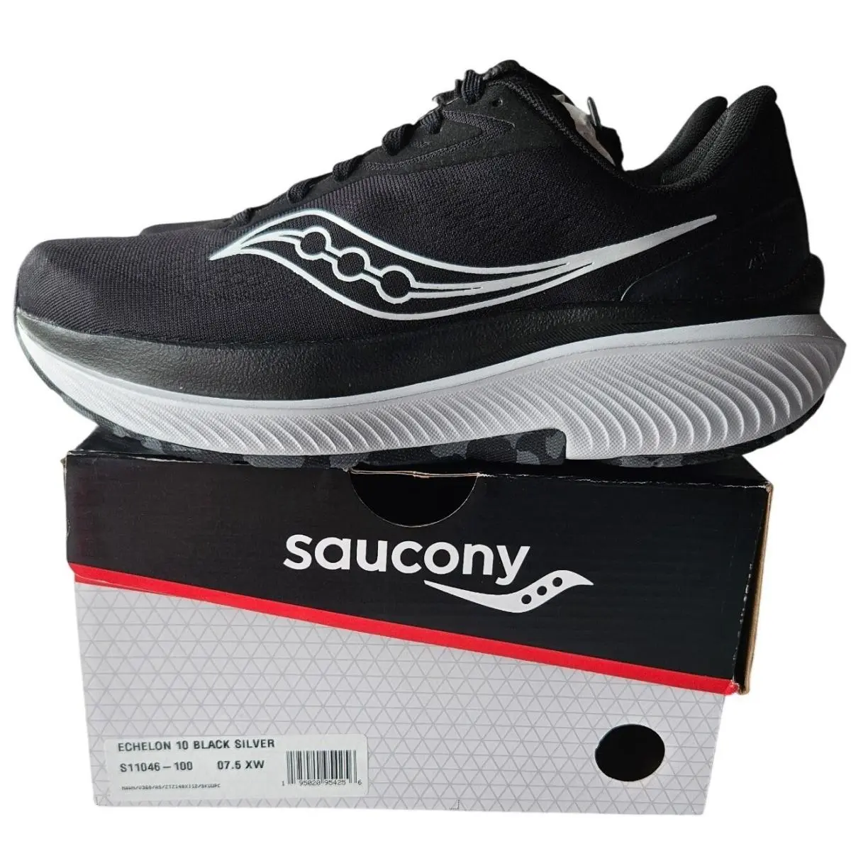 Saucony Echelon 10 Womens Running Shoes Black Silver S11046-100 7.5 X Wide