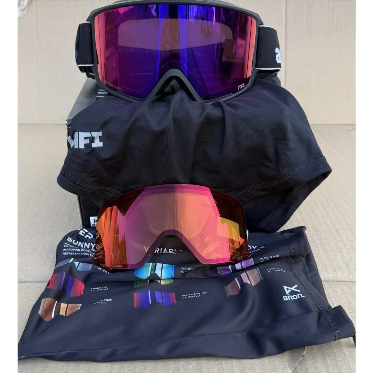 M3 Cylindrical Mfi Goggles Black Percieve Sunny Red by Anon
