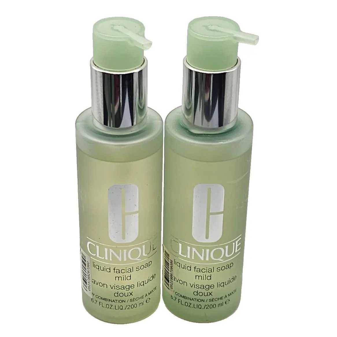 Lot of 2 x  Liquid Facial Soap Mild 6.7 oz /200ml Ea= 400ml W/pump by Clinique