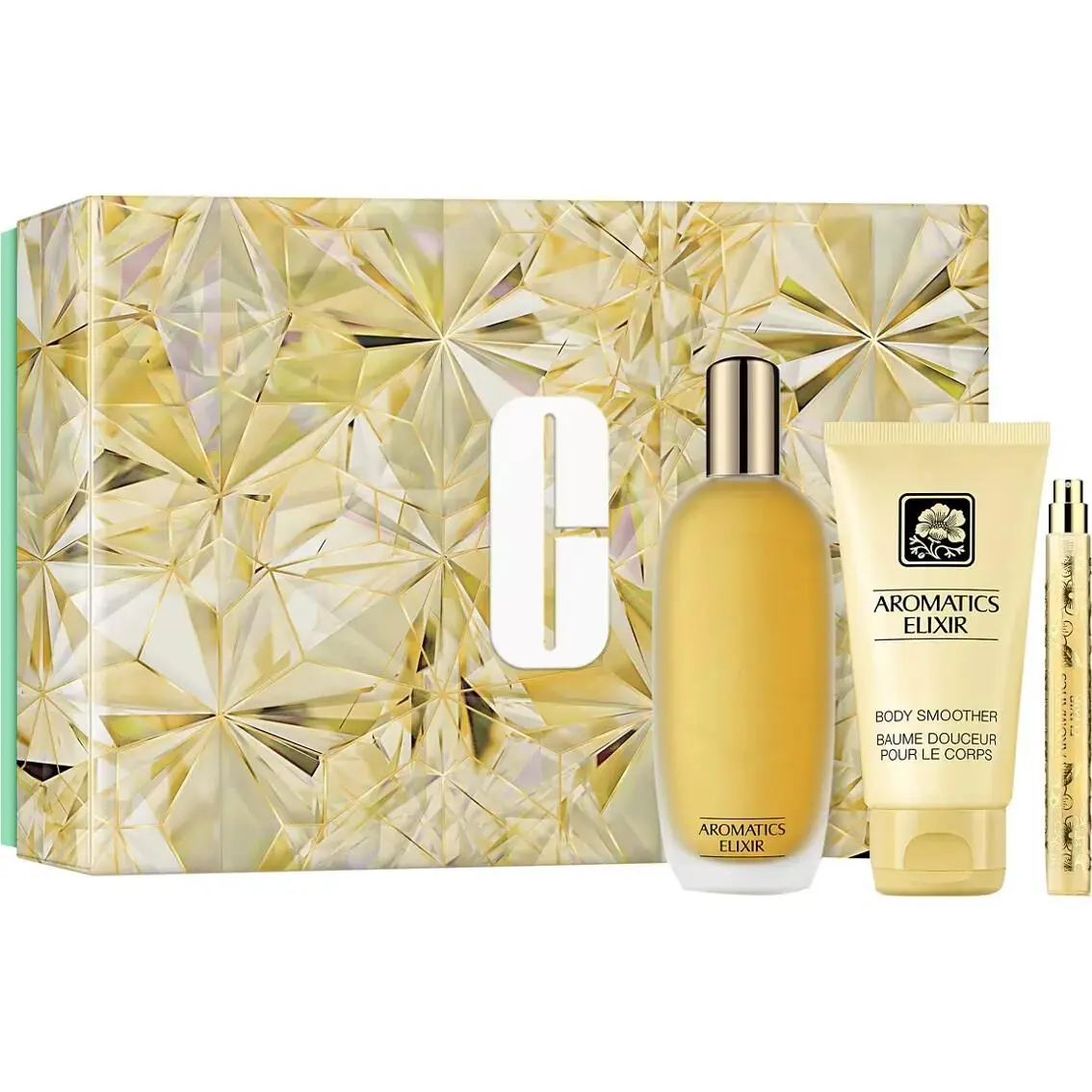 Clinique Aromatics Elixir 3pc Set: 3.4oz Perfume Sp 2.5oz Smoother .34oz Spray