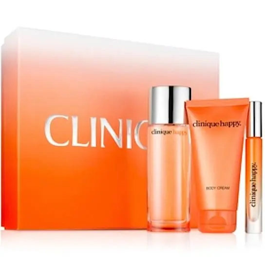 Clinique Happy Women 3pc Set 1.7 oz Perfume 2.5 oz Cream + .2 oz Rollerball