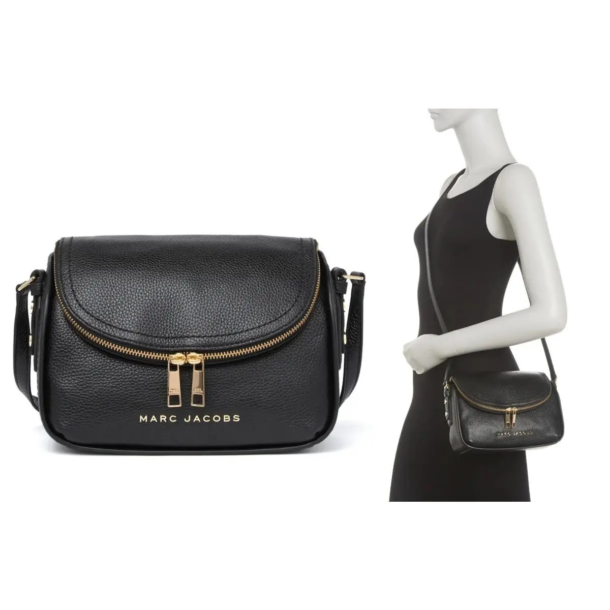 Marc Jacobs The Groove Leather Mini Messenger Crossbody Shoulder Bag Black
