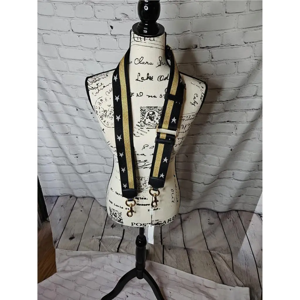 Marc Jacobs Black/gold Stars and Stripes Guitar/purse Strap Leather