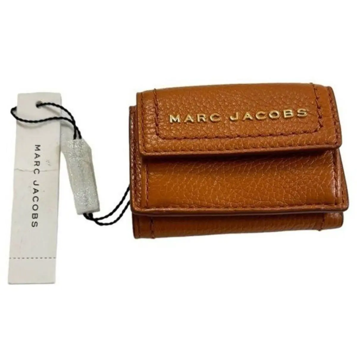 Marc Jacobs Mini Trifold Wallet Smoked Almond Textured Leather Rare