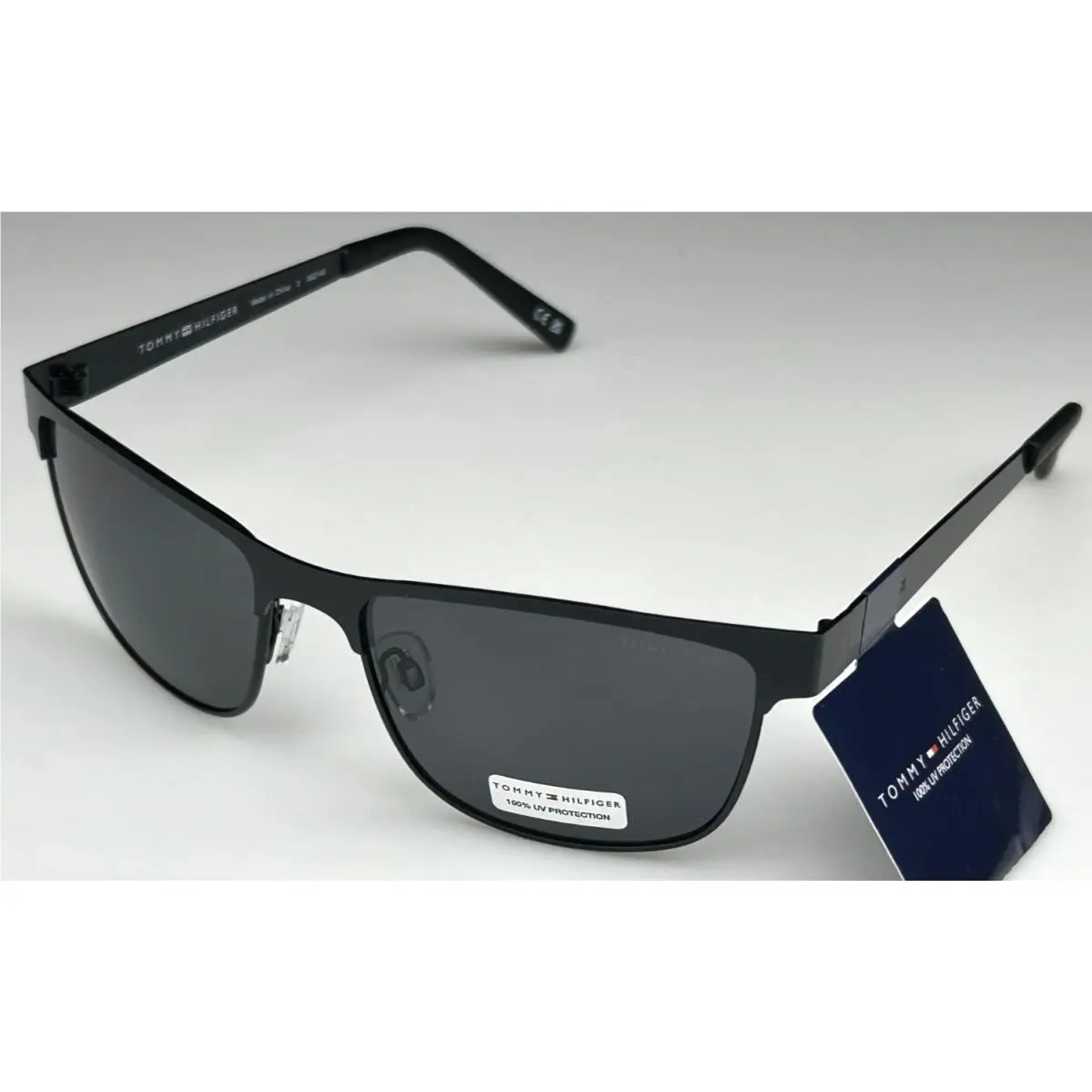 Men`s 57mm Black Frame Gray Lens Designer Sunglasses MP OM650 by Tommy Hilfiger