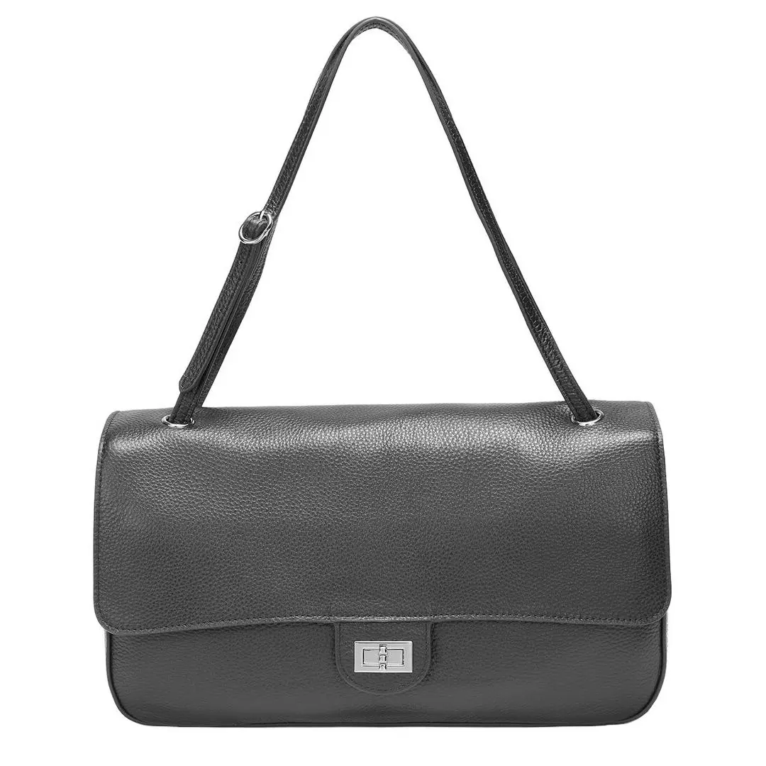 Tiffany Fred Paris 33Cm Leather Flap Tote Women`s Black by Chanel