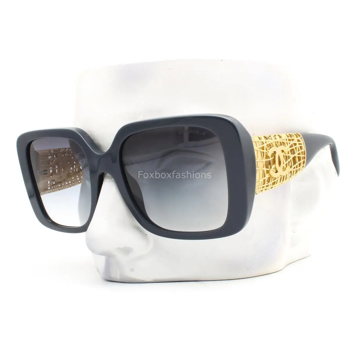 Sunglasses Petrol Blue Gold Jewel Tweed ch5532A 1790/0O with Case by Chanel