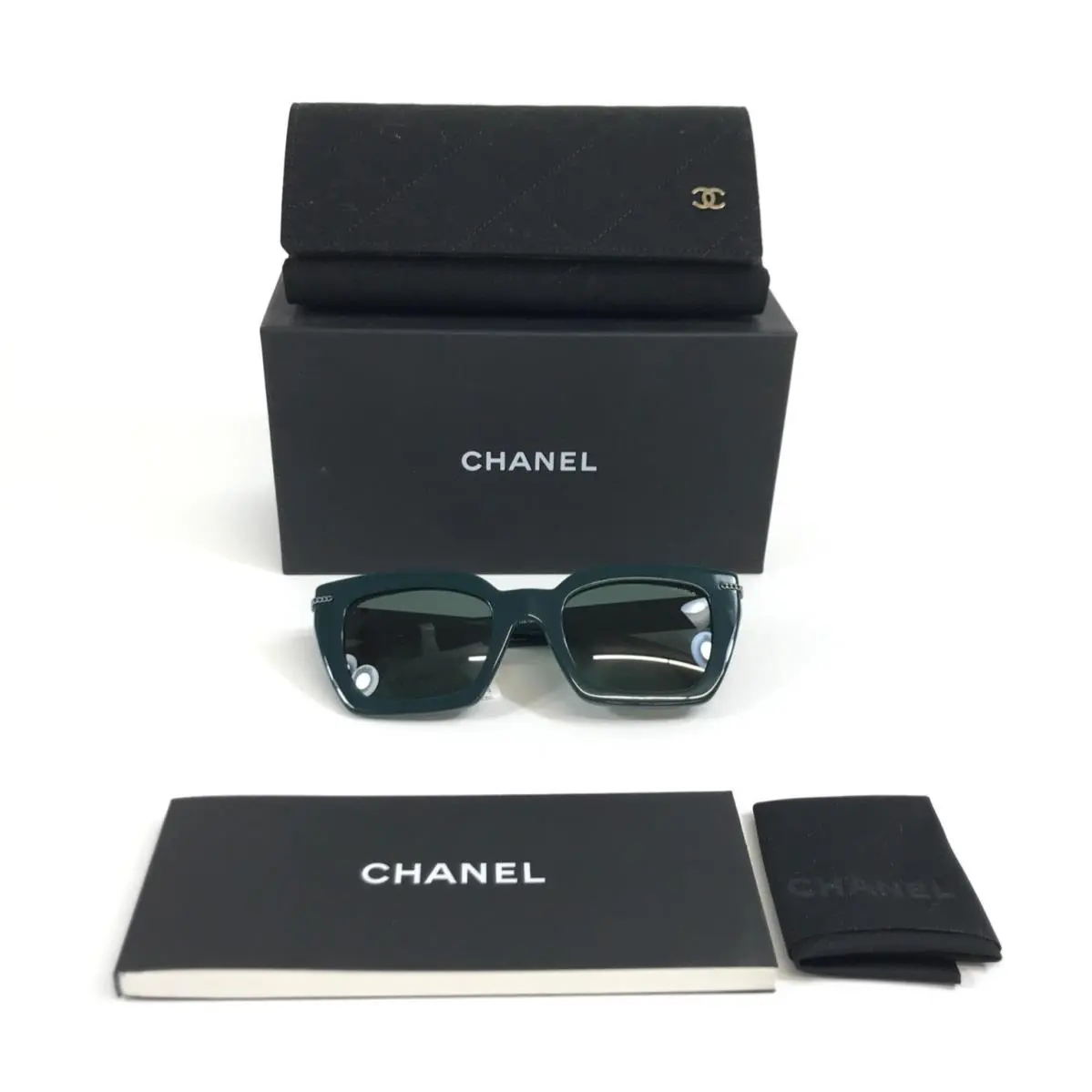 Sunglasses 5509-A c.1459/3H Green Asian Fit Frames with Green Lenses by Chanel