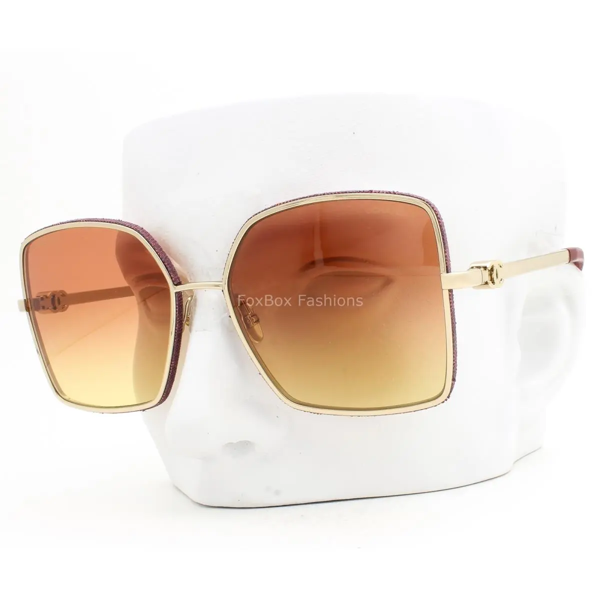 Chanel Sunglasses ch4288Q 418/14 Pale Gold Denim Orange Gradient with Case