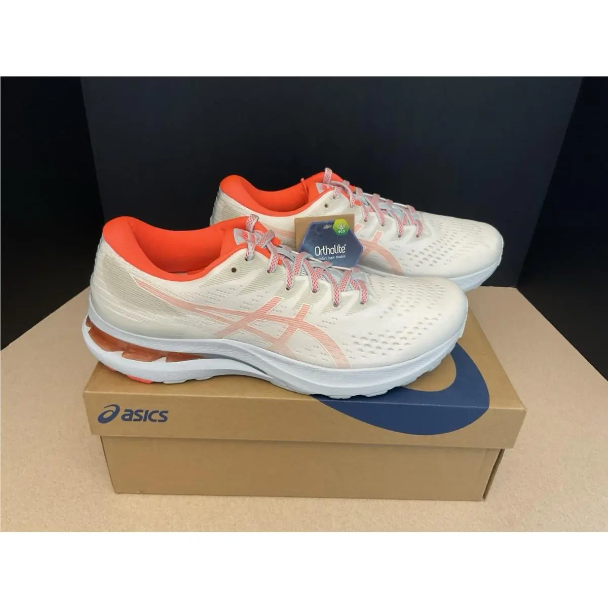 Womens Asics Gel-kayano 28 White/flash Coral Running Shoes. Size 11. Nice