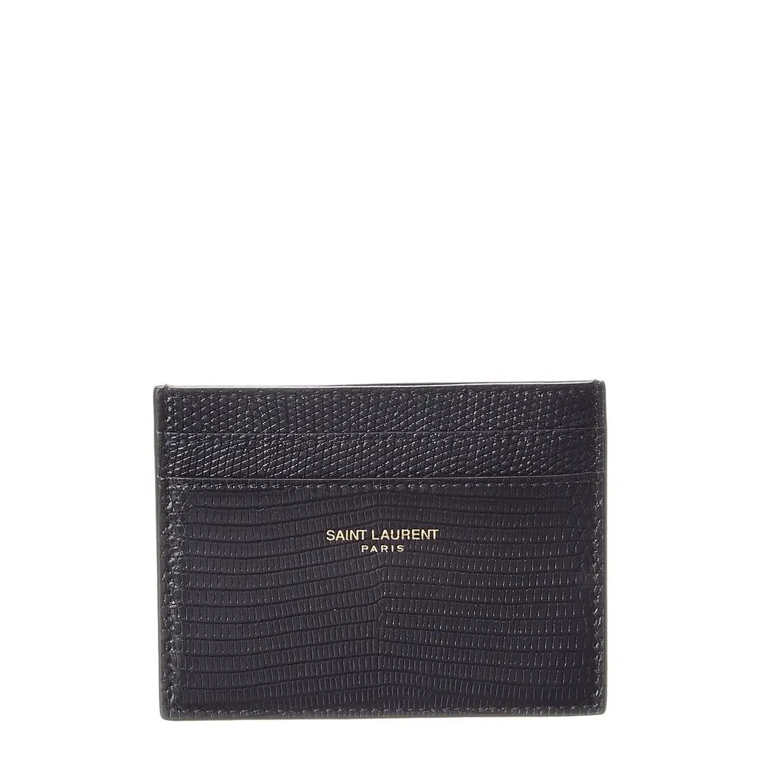 Saint Laurent Logo Leather Card Case Women`s Blue by Yves Saint Laurent