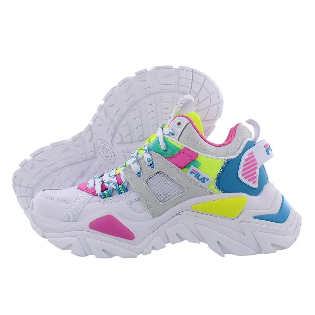 Fila Cage Mid Mixed Media Womens Shoes Size 8 Color: White/multi