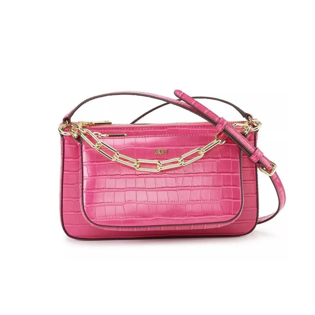Dkny Lexi Double Demi Crossbody Bag Electric Pink/gold by DKNY