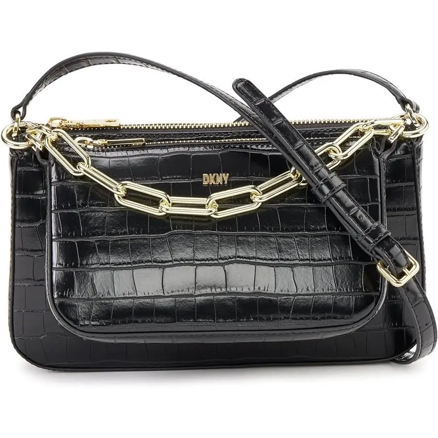 Dkny Lexi Double Demi Crossbody Bag Black/gold by DKNY