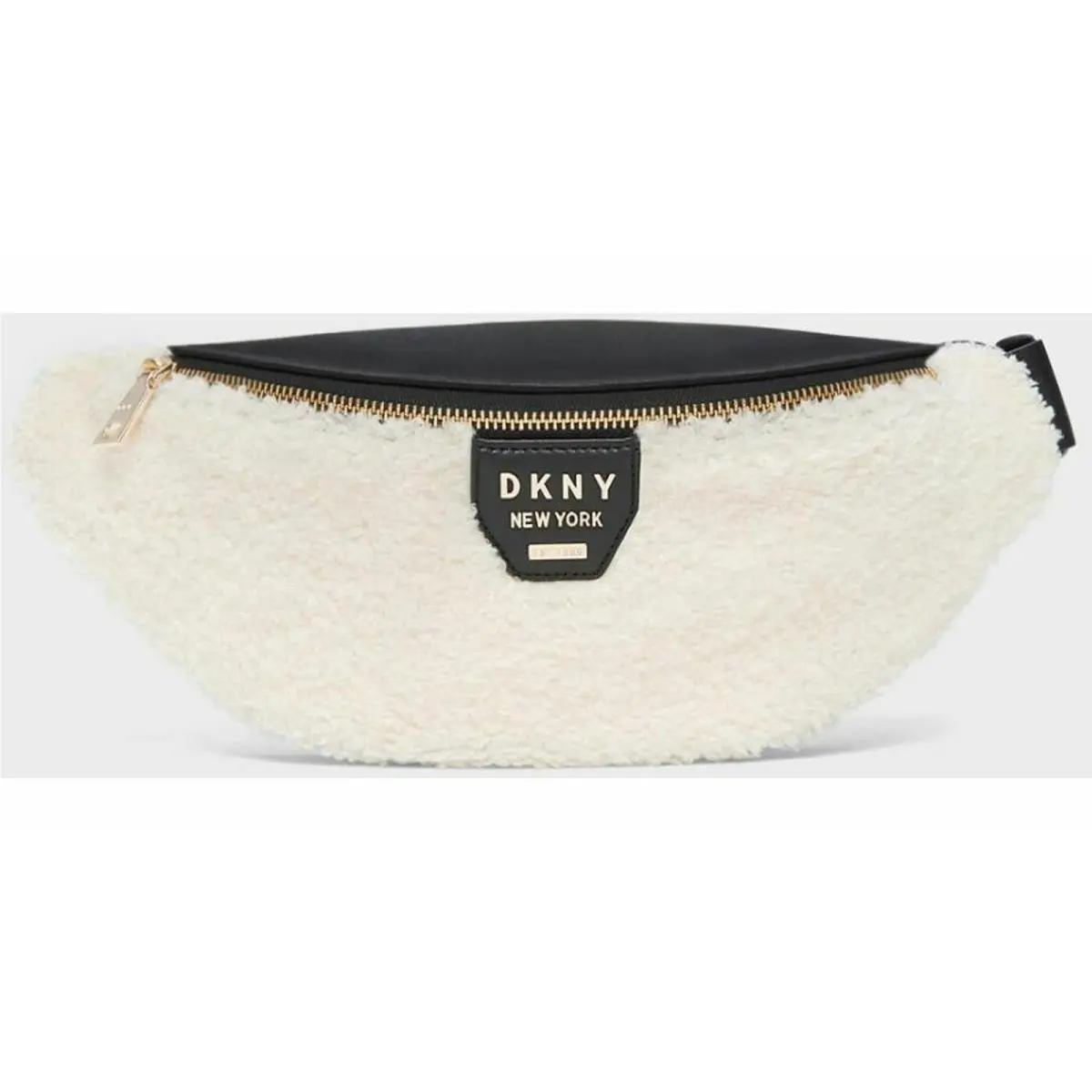 Dkny Tilly Sherpa Waist Bag Ivory with Black Leather by DKNY