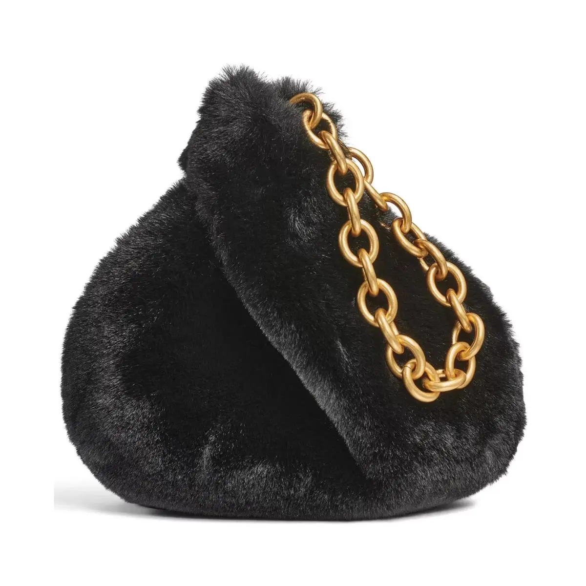 Donna Karan York Lawrence Black Fur Wristlet Chain Handle Dust Bag