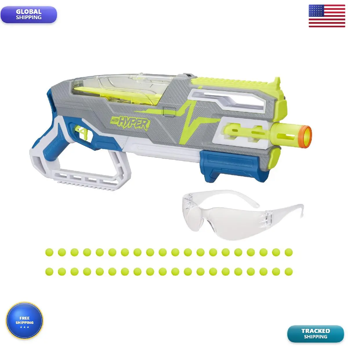 Nerf Hyper Siege-50 Pump-action Blaster 40 Hyper Rounds Eyewear Up To 110 Fps