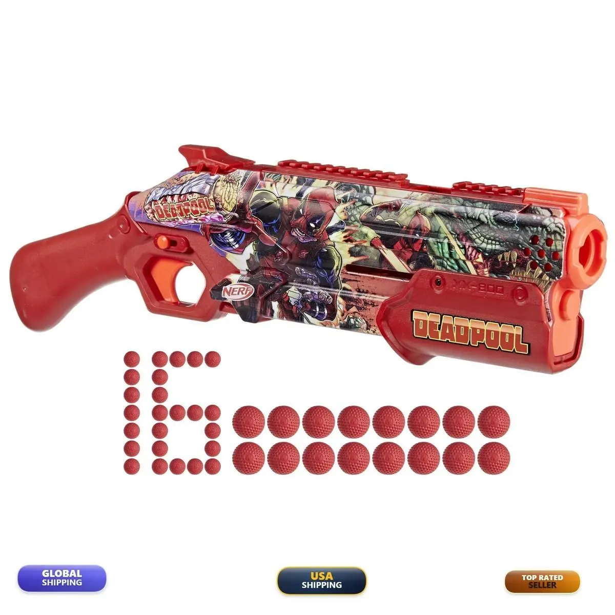 Nerf Marvel Deadpool Blaster 16 Nerf Rival Accu-rounds Pump Action Breech Load