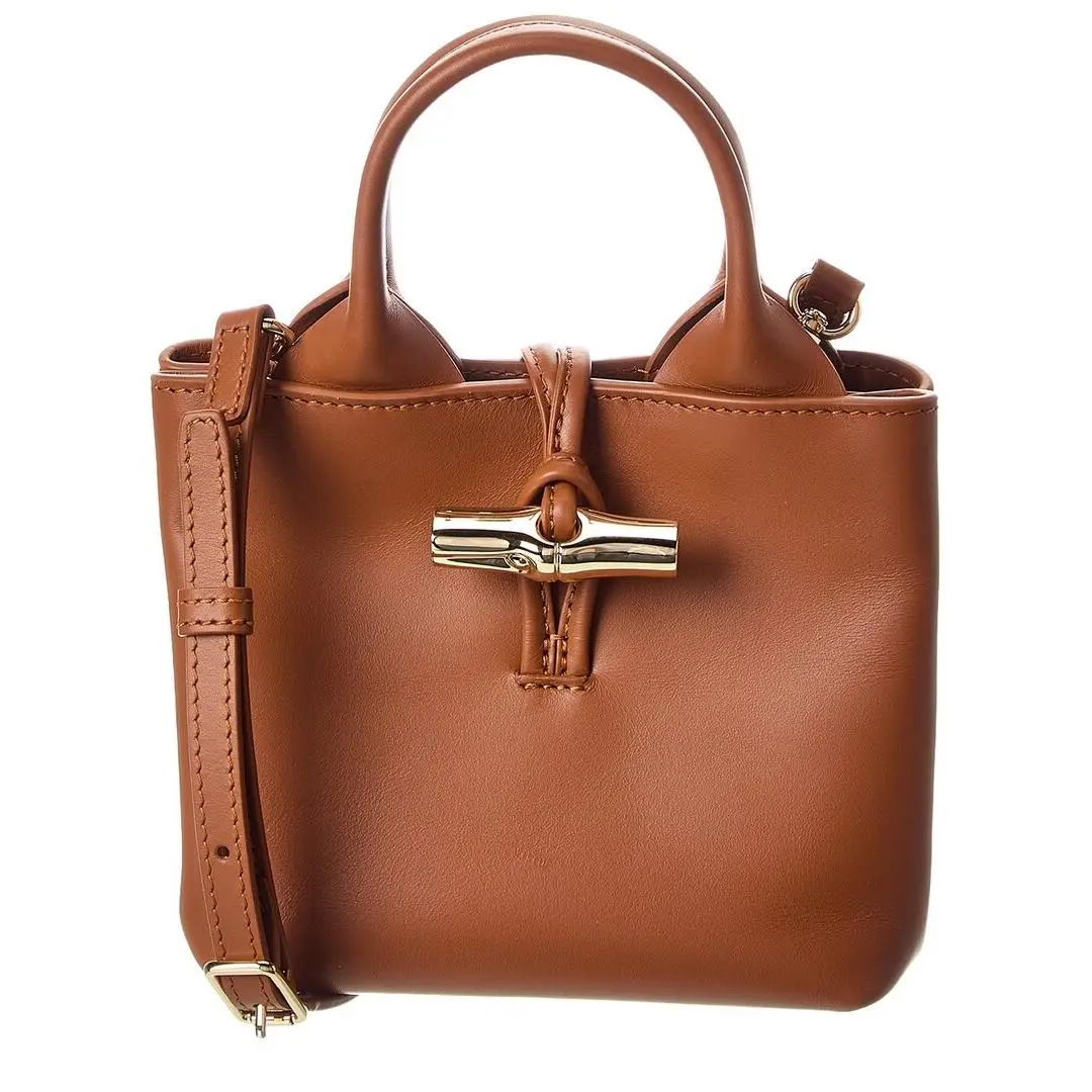 Longchamp Le Roseau Xs Leather Handbag Women`s Brown - Exterior: Brown Multi